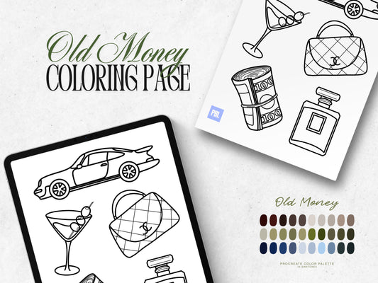 Old Money Aesthetic Coloring Page