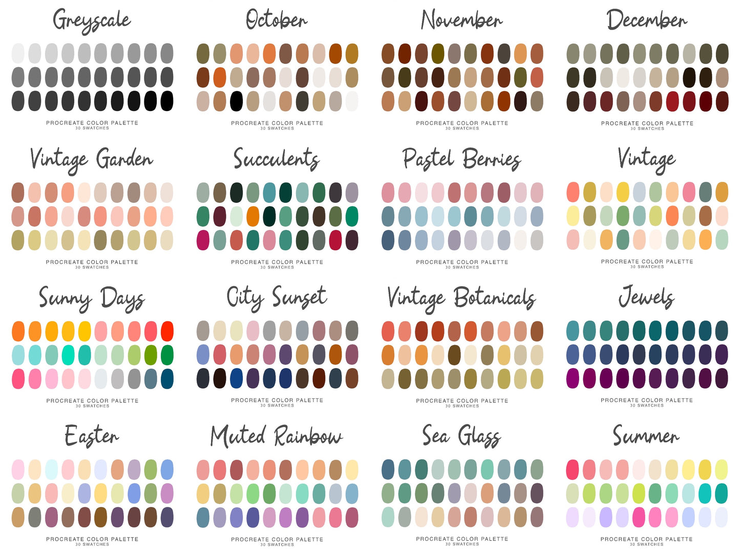 100 Procreate Color Palette pack