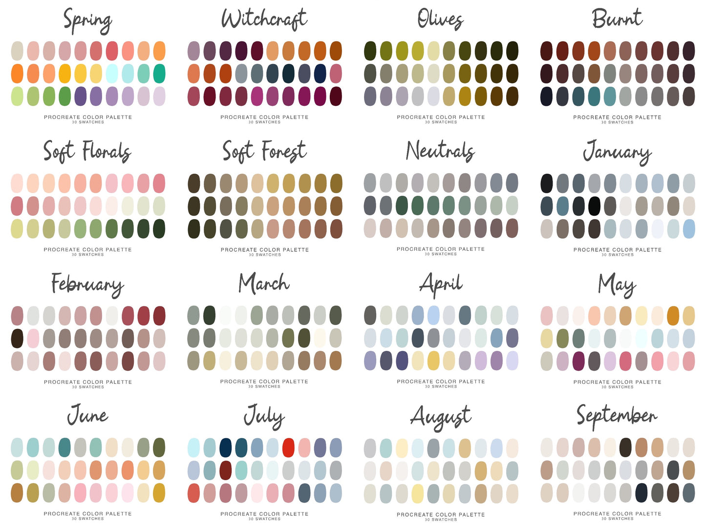 100 Procreate Color Palette pack