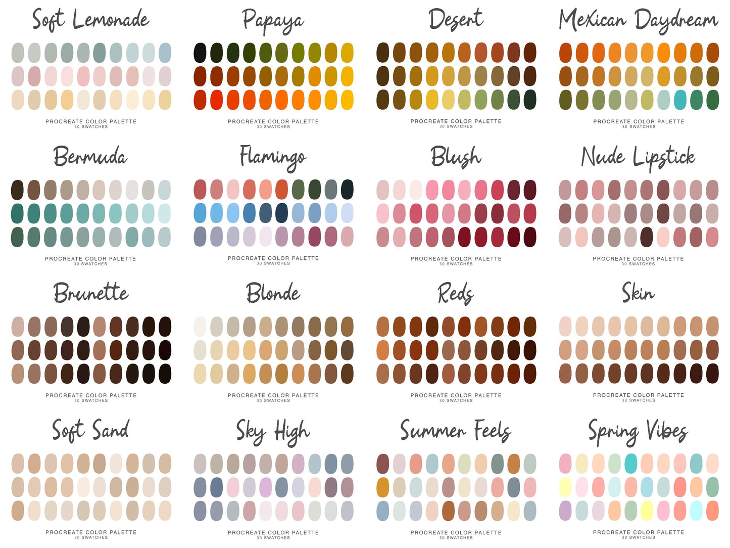 100 Procreate Color Palette pack