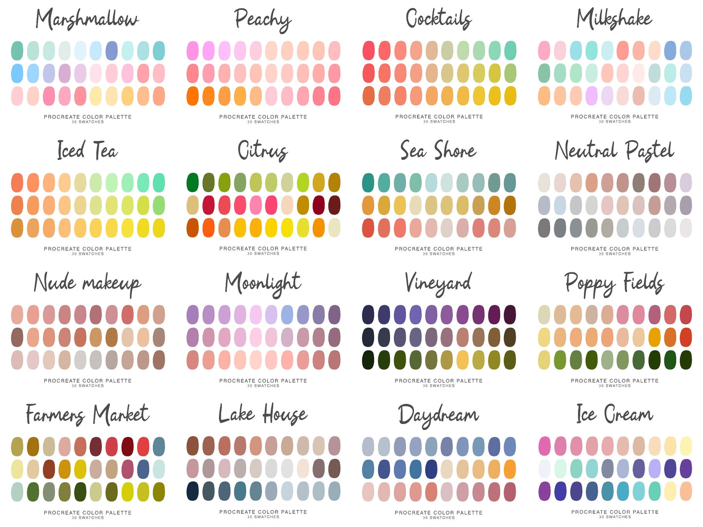 100 Procreate Color Palette pack