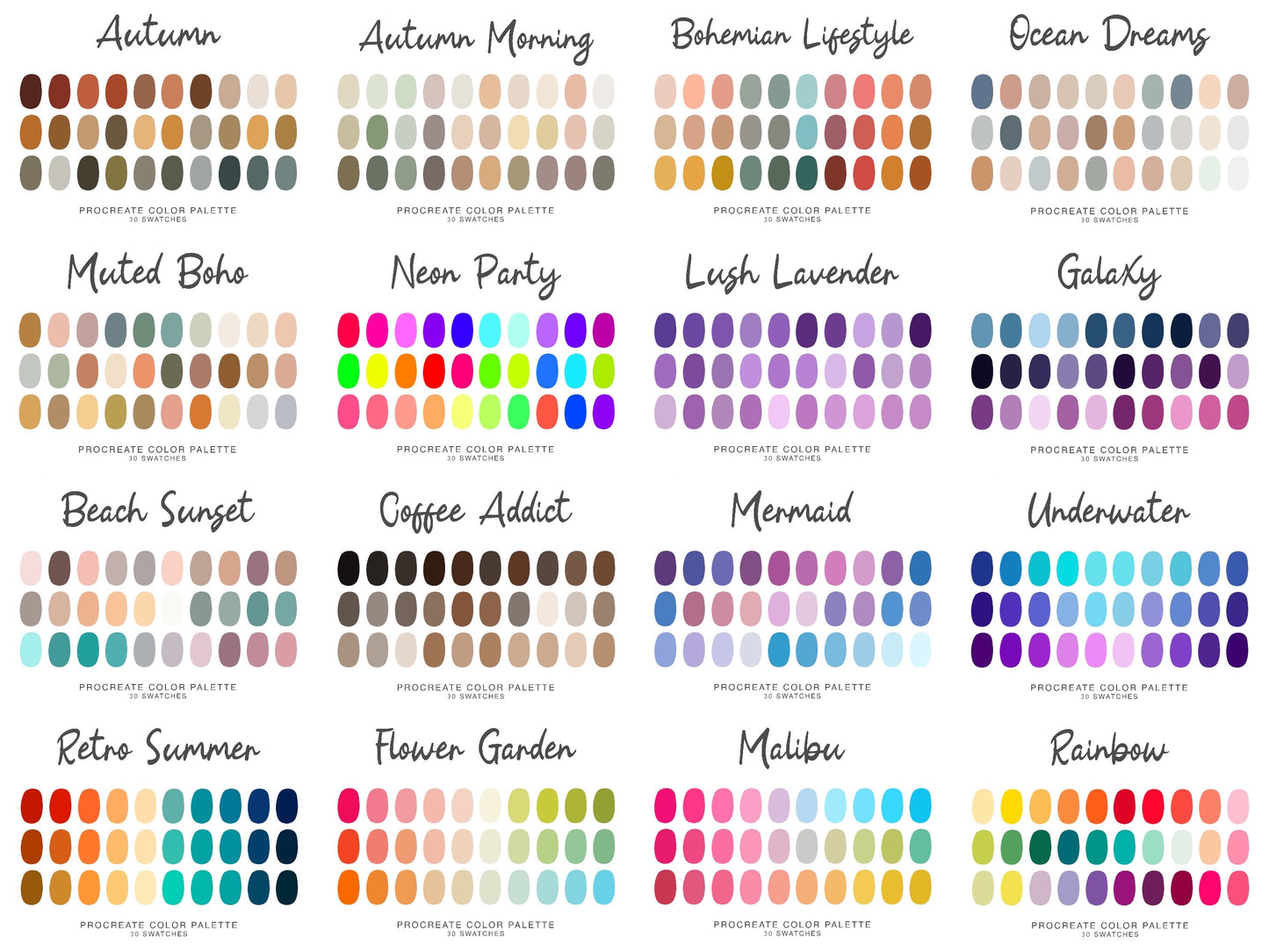 100 Procreate Color Palette pack